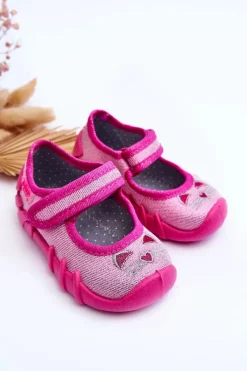 Dziewczęce|Back To School></noscript>BEFADO Papcie Baleriny Błyszczące Kotki 109P235 Różowe Czarny