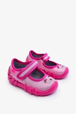 Dziewczęce|Back To School></noscript>BEFADO Papcie Baleriny Błyszczące Kotki 109P235 Różowe Czarny