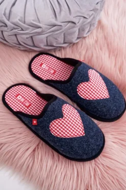 Clearance Big Star Shoes Papcie Damskie Domowe Big Star Granatowe D267800A