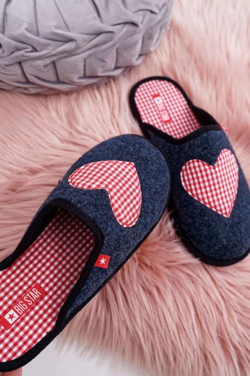 Clearance Big Star Shoes Papcie Damskie Domowe Big Star Granatowe D267800A