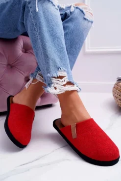 Kapcie Klasyczne>Big Star Shoes Papcie Damskie Domowe Big Star Czerwone D267865A