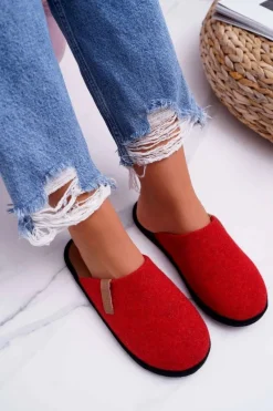 Kapcie Klasyczne>Big Star Shoes Papcie Damskie Domowe Big Star Czerwone D267865A