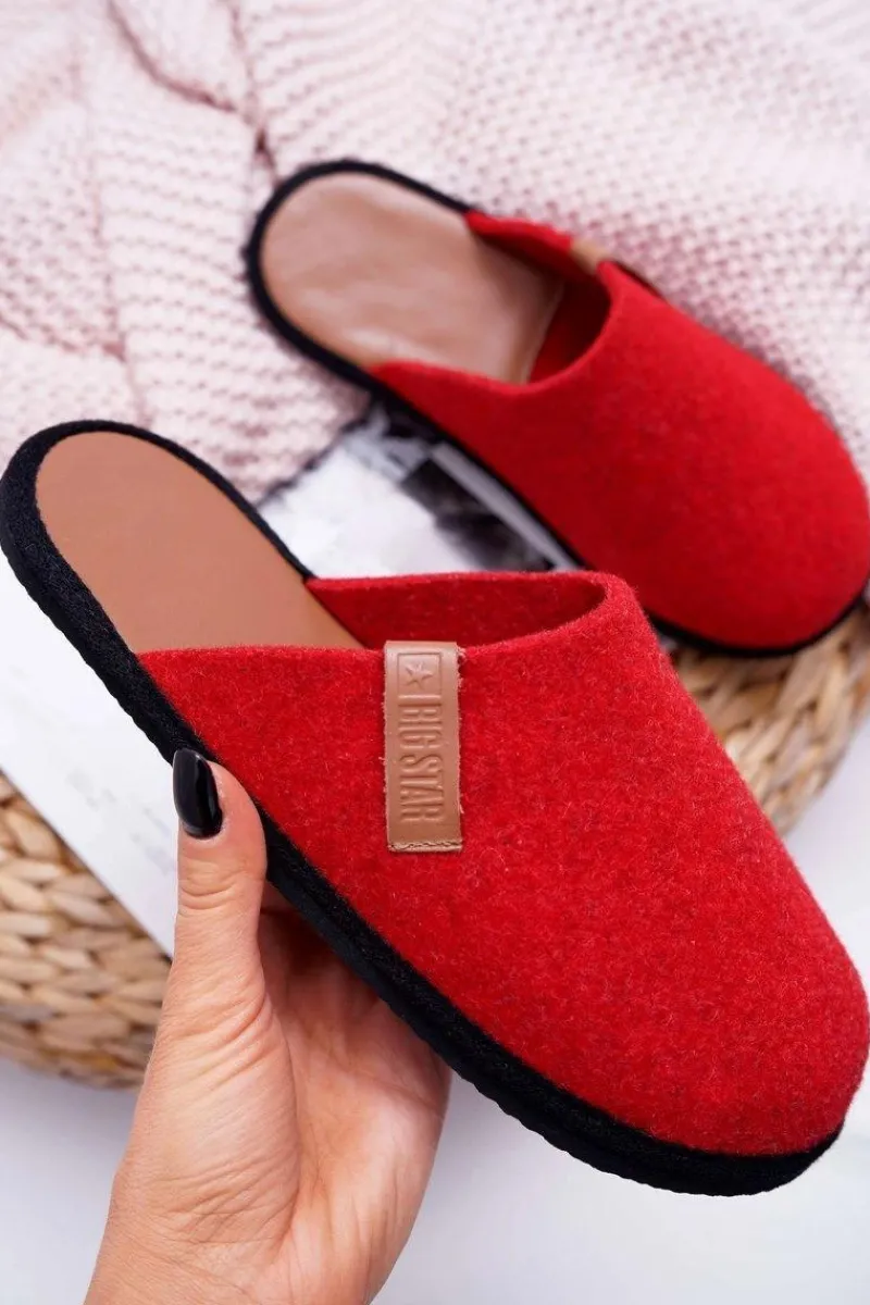 Kapcie Klasyczne>Big Star Shoes Papcie Damskie Domowe Big Star Czerwone D267865A