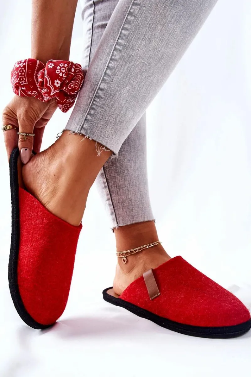 Online Big Star Shoes Papcie Damskie Domowe Panto Fino KK267006 Czerwono-Brązowe