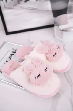 Online Boto Papcie Damskie Futrzane Biało Różowe Rabbit