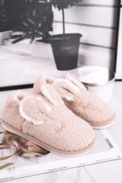 Clearance Boto Papcie Damskie Futrzane Zajączek Beżowe Goody