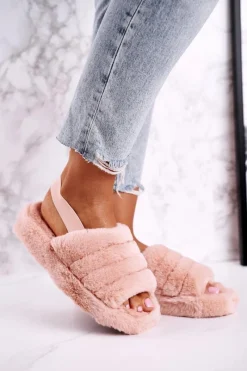 Clearance Papcie Damskie na Platformie Futrzane Pomarańczowe Snowflake Damskie Kapcie Klasyczne