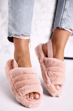 Clearance Papcie Damskie na Platformie Futrzane Pomarańczowe Snowflake Damskie Kapcie Klasyczne