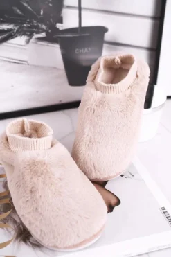 Best Boto Papcie Damskie Z Futerkiem I Skarpetką Beżowe Yeti