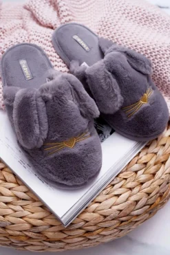 Best Boto Papcie Damskie Z Futerkiem I Uszkami Szare Semmi