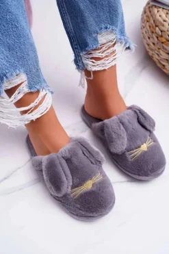 Best Boto Papcie Damskie Z Futerkiem I Uszkami Szare Semmi