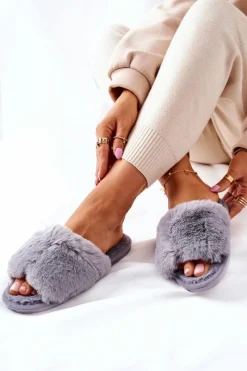 Hot Papcie Damskie Z Futerkiem Szare Trusted Damskie Kapcie Klasyczne