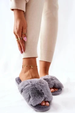 Hot Papcie Damskie Z Futerkiem Szare Trusted Damskie Kapcie Klasyczne