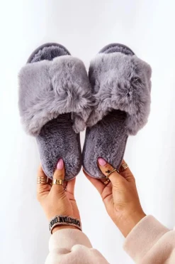 Hot Papcie Damskie Z Futerkiem Szare Trusted Damskie Kapcie Klasyczne
