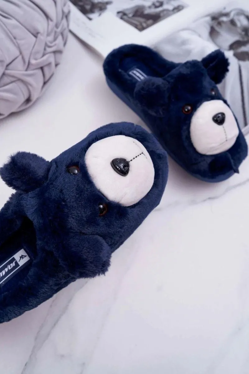 Discount Boto Papcie Damskie Z Futerkiem Miś Granatowe Bear