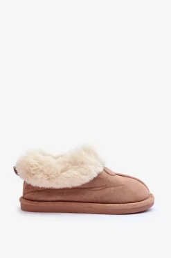 Discount Papcie Damskie Z Futerkiem Beżowe Lanoze Damskie Kapcie Klasyczne