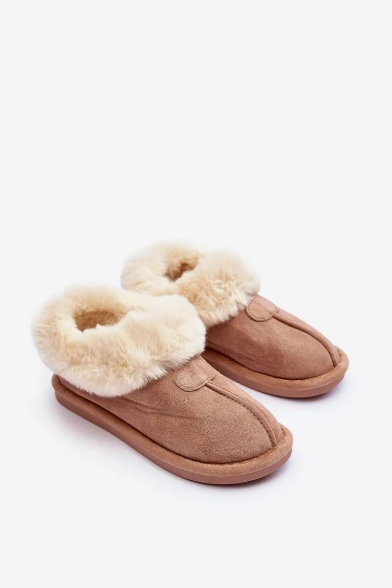 Discount Papcie Damskie Z Futerkiem Beżowe Lanoze Damskie Kapcie Klasyczne