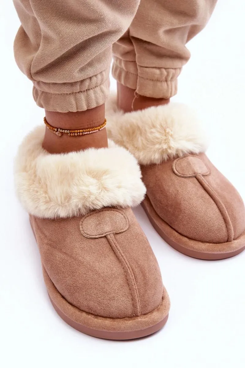 Discount Papcie Damskie Z Futerkiem Beżowe Lanoze Damskie Kapcie Klasyczne