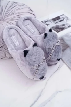 Clearance Boto Papcie Damskie Z Futerkiem Kotek Szare Kitty