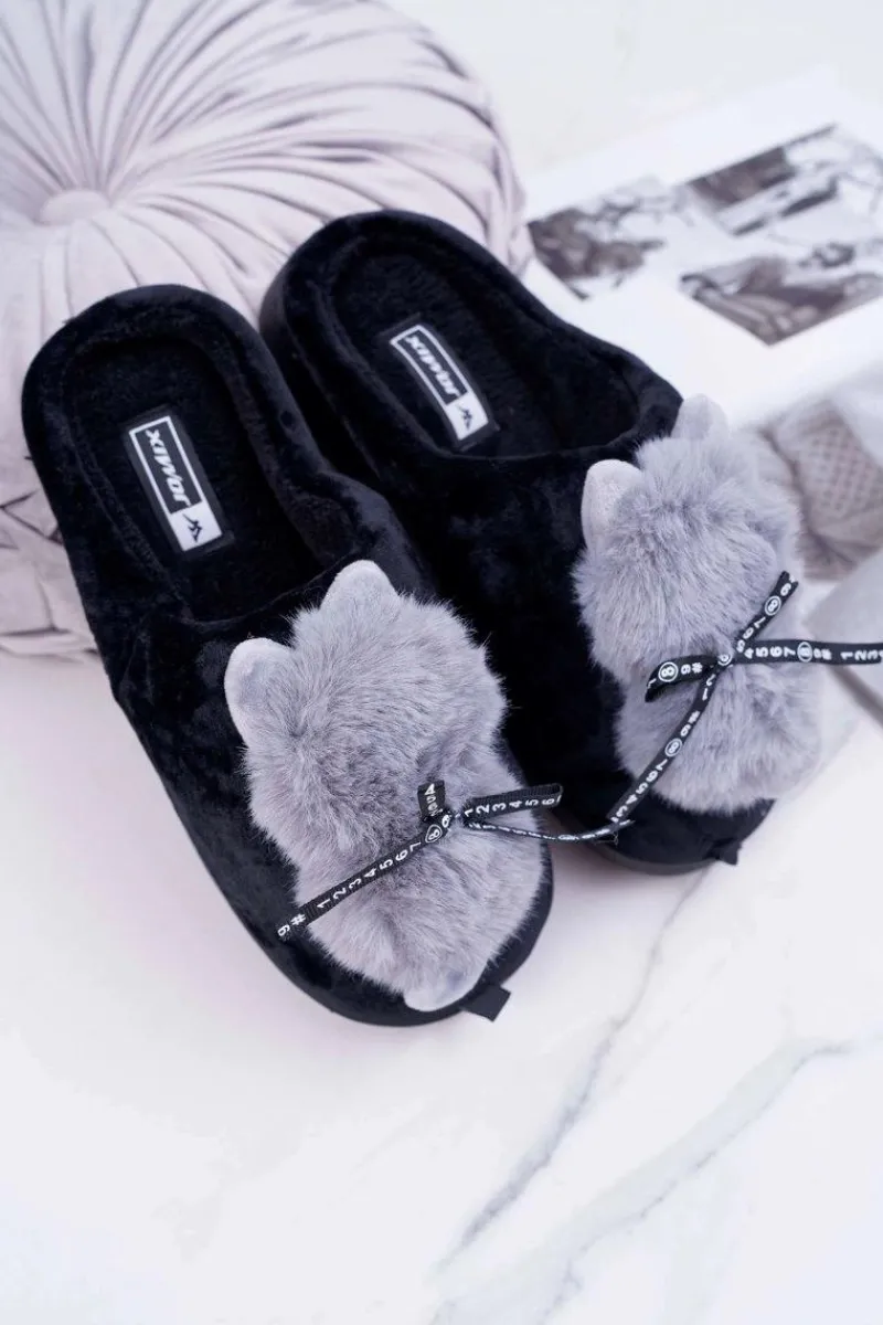 Discount Boto Papcie Damskie Z Futerkiem Kotek Czarne Kitty