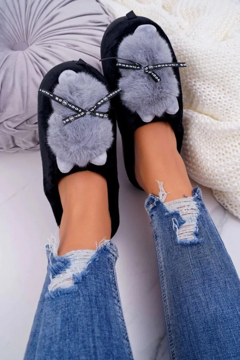 Discount Boto Papcie Damskie Z Futerkiem Kotek Czarne Kitty