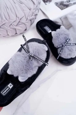 Discount Boto Papcie Damskie Z Futerkiem Kotek Czarne Kitty