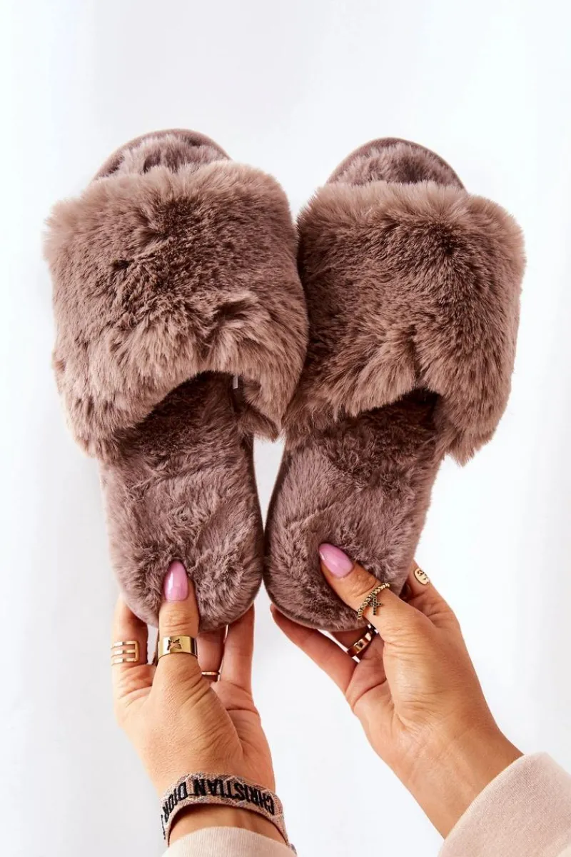 Discount Papcie Damskie Z Futerkiem Brązowe Trusted Damskie Kapcie Klasyczne