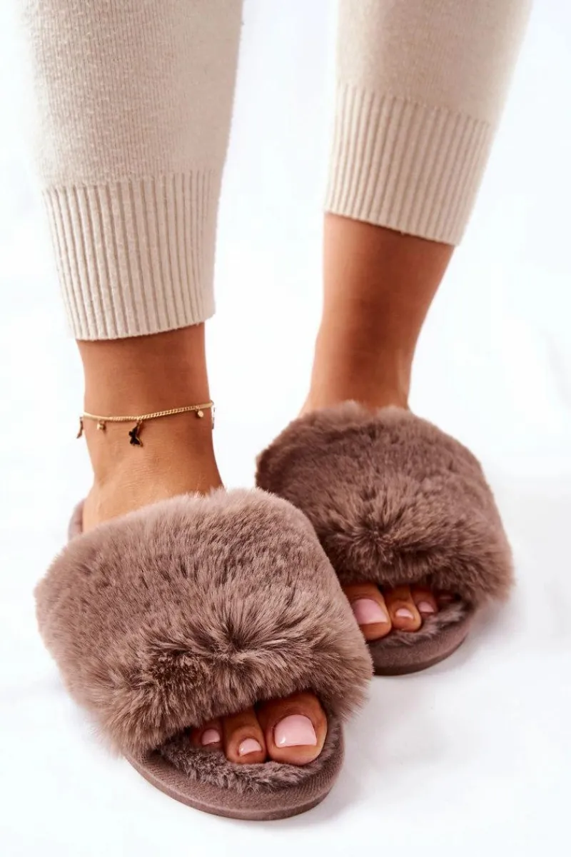 Discount Papcie Damskie Z Futerkiem Brązowe Trusted Damskie Kapcie Klasyczne