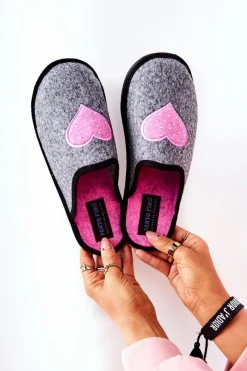 Kapcie Klasyczne>Big Star Shoes Papcie Domowe Panto Fino II267010 Szaro-Różowe
