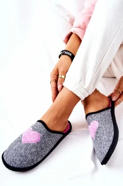 Kapcie Klasyczne>Big Star Shoes Papcie Domowe Panto Fino II267010 Szaro-Różowe