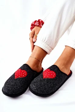 Online Big Star Shoes Papcie Domowe Panto Fino II267009 Czarno-Czerwone