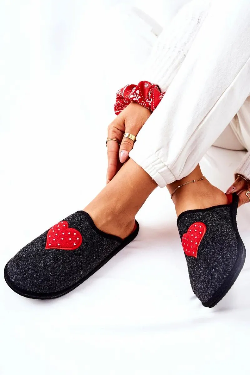 Online Big Star Shoes Papcie Domowe Panto Fino II267009 Czarno-Czerwone