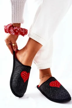 Online Big Star Shoes Papcie Domowe Panto Fino II267009 Czarno-Czerwone