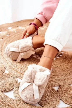 Best Boto Papcie Futrzane Z Pomponami Beżowe Pamppy