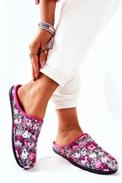 Best Papcie Klapki Jednorożce 155D201 Różowe Damskie Kapcie Klasyczne|Klapki Damskie Klasyczne