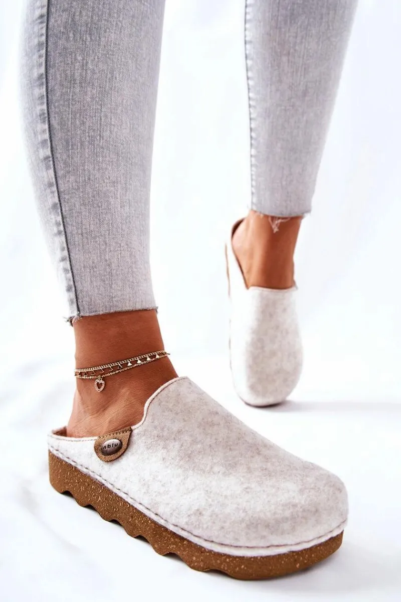 Outlet Papcie Klapki Profilaktyczne DK06 002 Beżowe Damskie Kapcie Klasyczne|Klapki Damskie Klasyczne