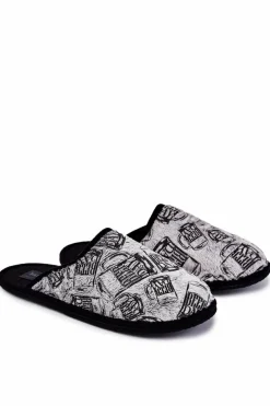 Papcie Męskie>Big Star Shoes Papcie Męskie Domowe Panto Fino KK167001 Szare