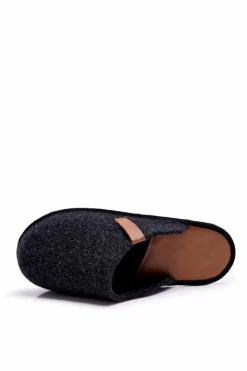 Sale Big Star Shoes Papcie Męskie Domowe Panto Fino II167009 Czarno-Brązowe