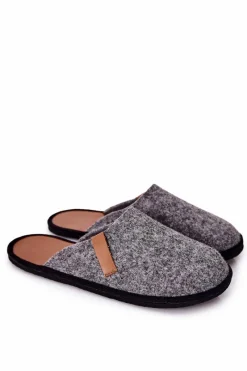 Best Papcie Męskie Domowe Panto Fino II167007 Szaro-Brązowe Męskie Papcie Męskie
