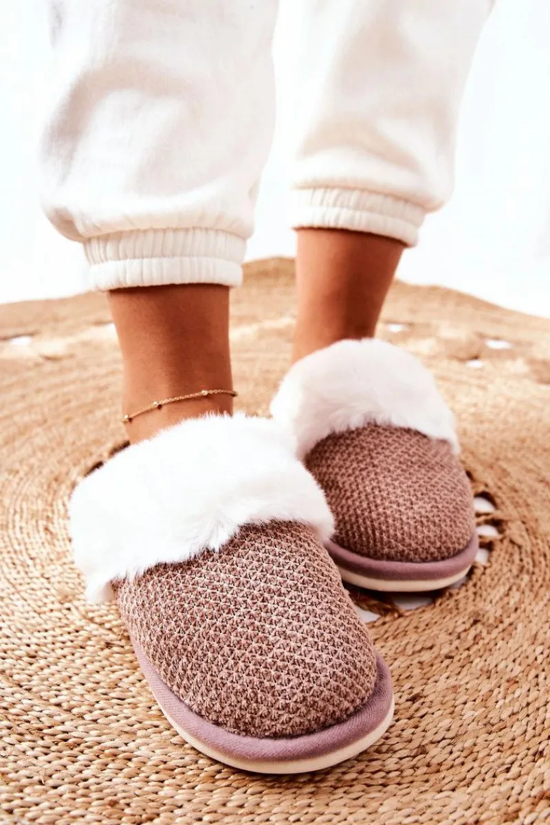 Sale Papcie Ocieplane Z Futerkiem Jasnobrązowe Flamarin Damskie Kapcie Klasyczne