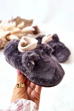 Dziewczęce|Back To School>Boto Papcie Ocieplane Ze Ściągaczem Ciemnoszare Dessi Szary