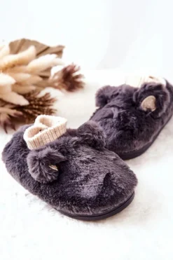 Dziewczęce|Back To School>Boto Papcie Ocieplane Ze Ściągaczem Ciemnoszare Dessi Szary