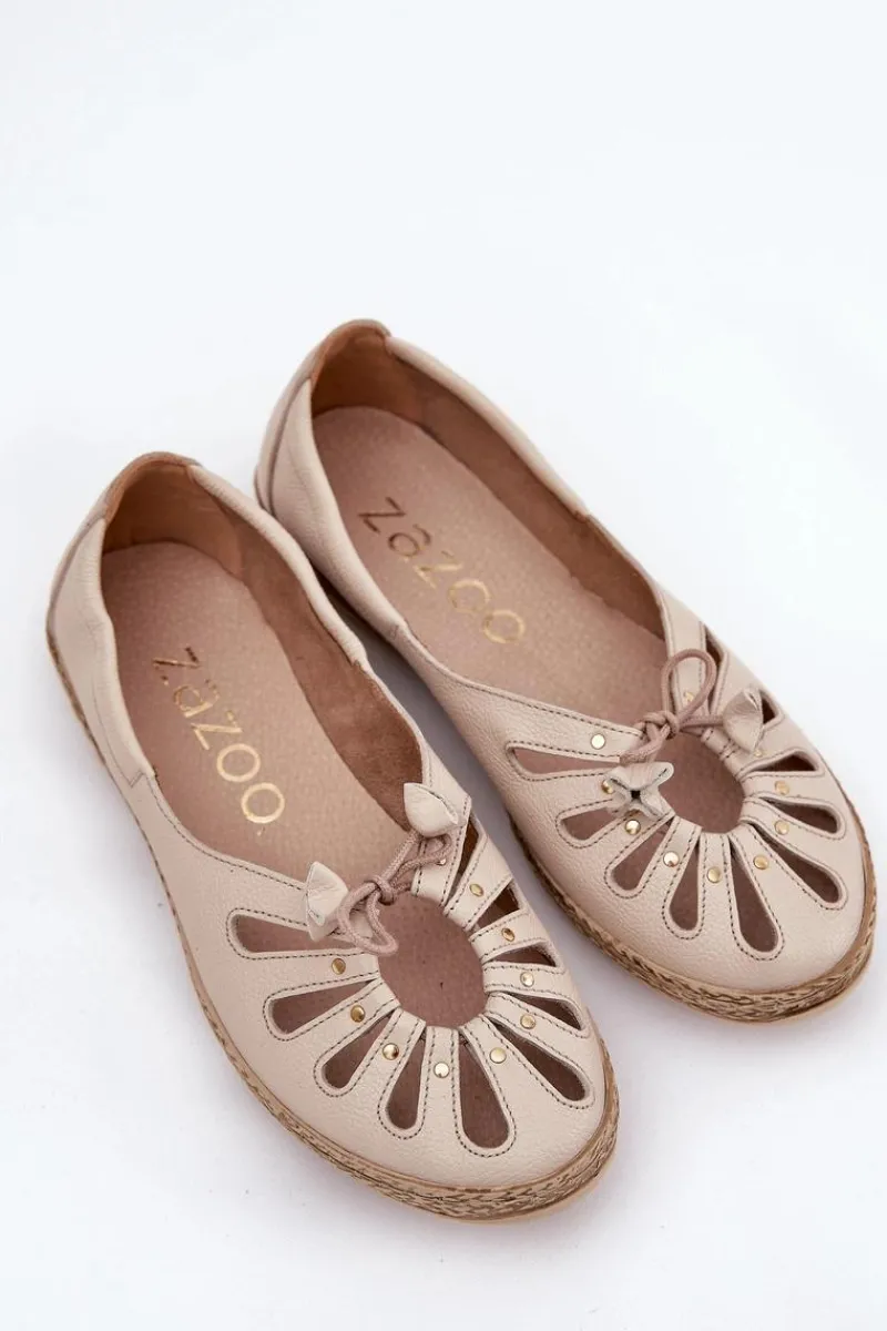 Baleriny Skórzane|Baleriny Klasyczne>Zazoo Płaskie Baleriny Z Naturalnej Skóry 10179 Beżowe Beżowy