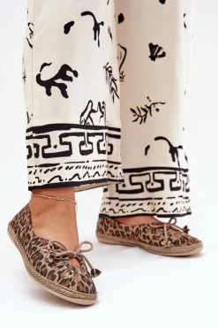 Zazoo Płaskie Baleriny Z Naturalnej Skóry Panterka 10179 Brązowe Brązowy