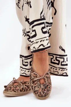 Zazoo Płaskie Baleriny Z Naturalnej Skóry Panterka 10179 Brązowe Brązowy