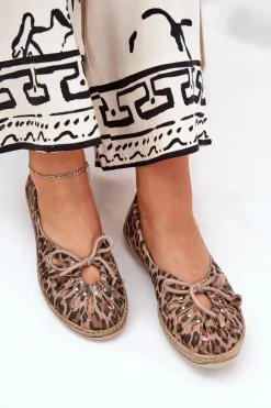 Zazoo Płaskie Baleriny Z Naturalnej Skóry Panterka 10179 Brązowe Brązowy