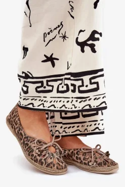 Zazoo Płaskie Baleriny Z Naturalnej Skóry Panterka 10179 Brązowe Brązowy