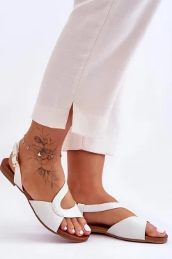 Hot Płaskie Damskie Sandały S.Barski 541-22 Srebrne Damskie Sandały Płaskie