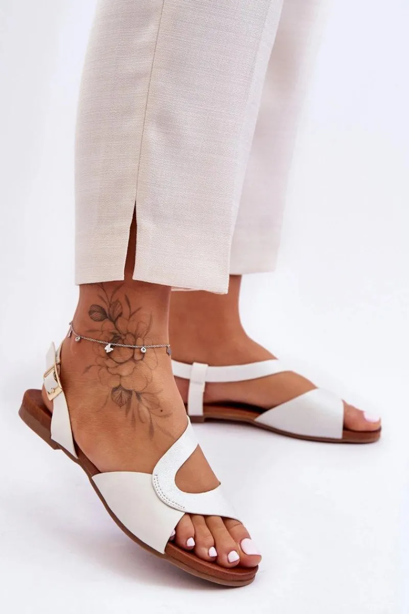 Hot Płaskie Damskie Sandały S.Barski 541-22 Srebrne Damskie Sandały Płaskie