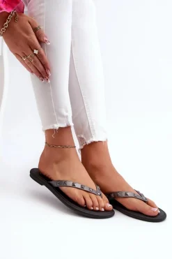 Klapki Damskie Japonki|Klapki Damskie Klasyczne>ZAXY Płaskie Elastyczne Klapki Japonki Damskie JJ285297 Szaro-Czarne Szary